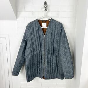 Billy Reid Men’s Grey Quilted Wool Blend Italian Textile Zip Front Coat Size M